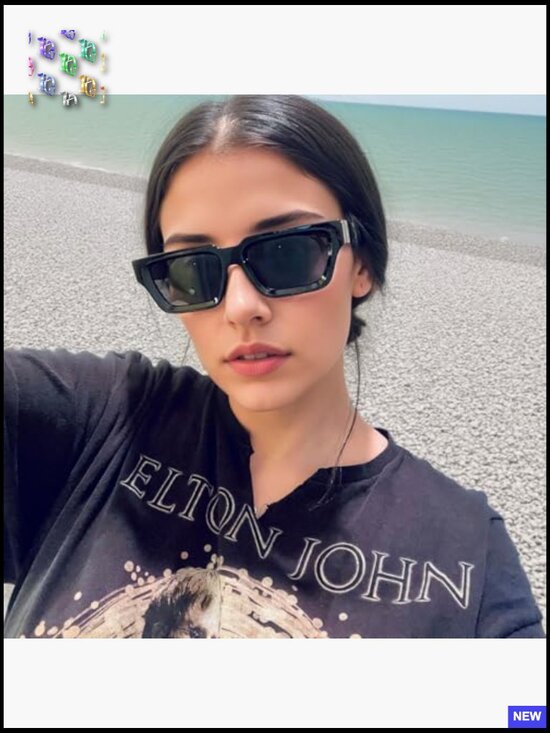 Thick Frame Rectangle Chunky Retro Sunglasses UV400 Protection Unisex